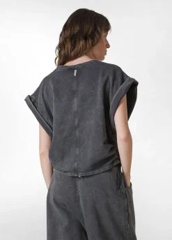 Cheap Felpa Maniche Corte Marmorizzata Nero Donna Felpe & Maglieria