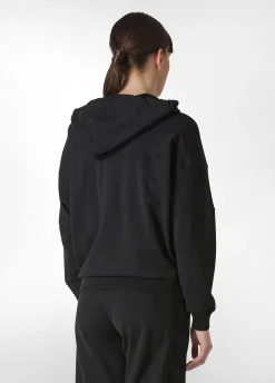 Outlet Felpa Organica Ampia Zip E Cappuccio Nero Donna Felpe & Maglieria