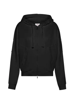 Outlet Felpa Organica Ampia Zip E Cappuccio Nero Donna Felpe & Maglieria