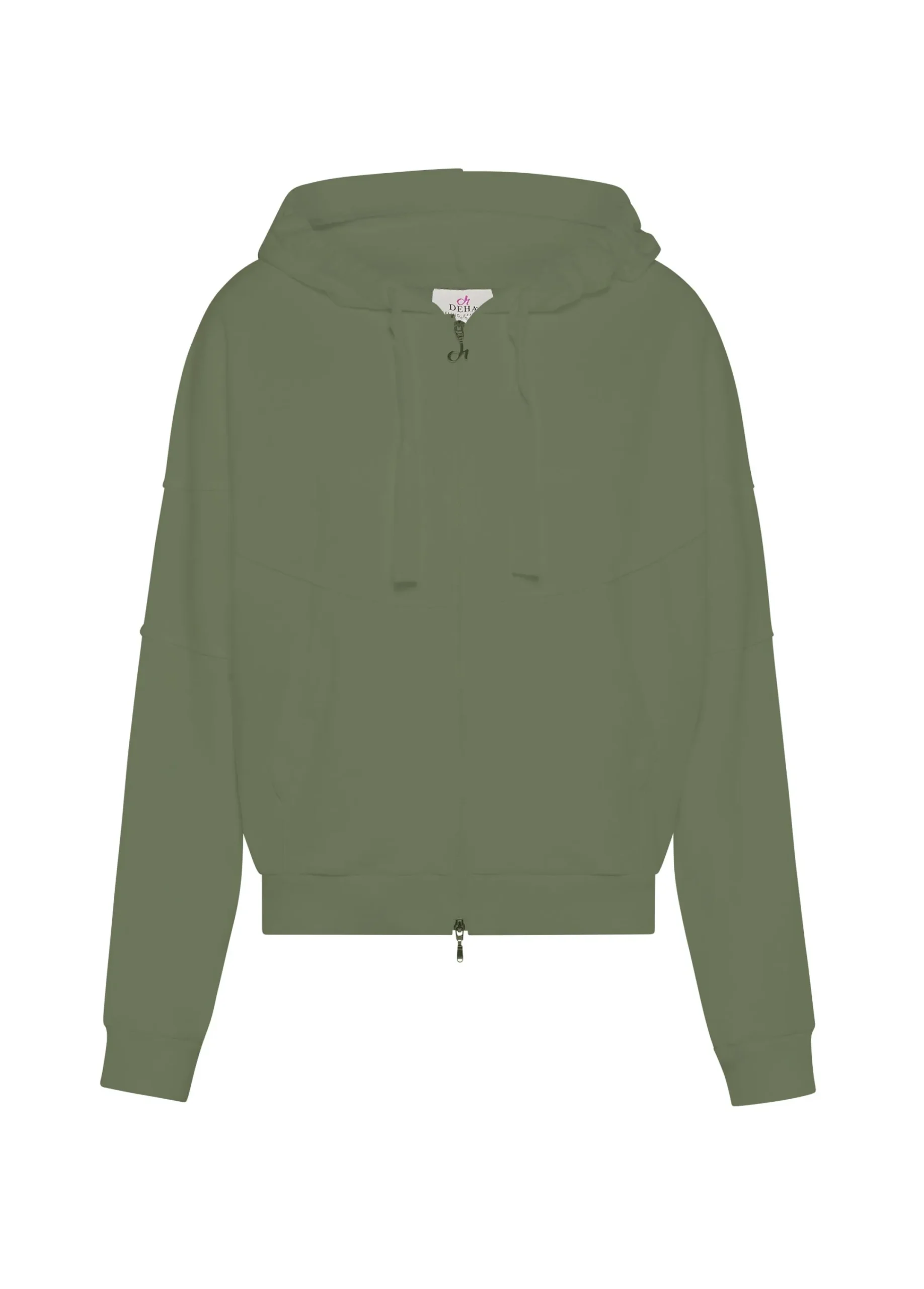 Online Felpa Organica Ampia Zip E Cappuccio Verde Donna Felpe & Maglieria