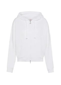 Cheap Felpa Organica Ampia Zip E Cappuccio Bianco Donna Felpe & Maglieria