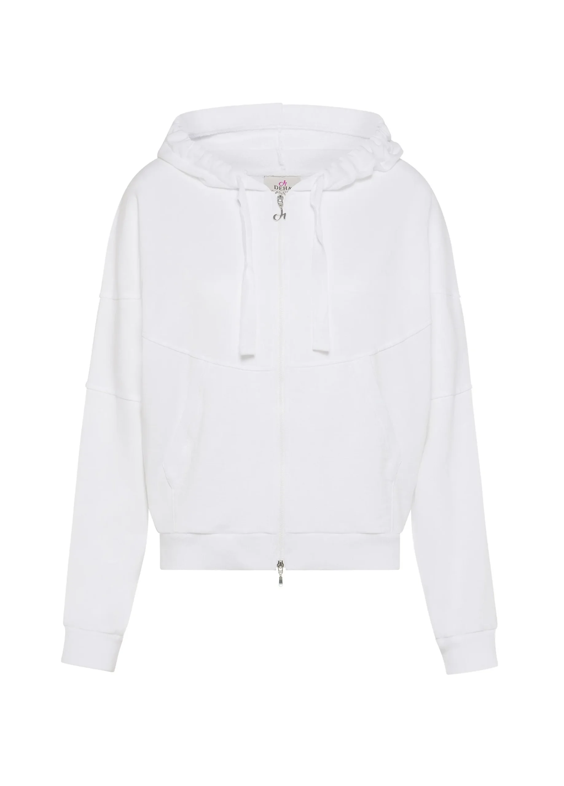 Cheap Felpa Organica Ampia Zip E Cappuccio Bianco Donna Felpe & Maglieria