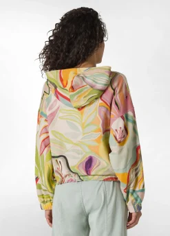 Online Felpa Organica Flower Power Cappuccio E Zip Verde Donna Felpe & Maglieria