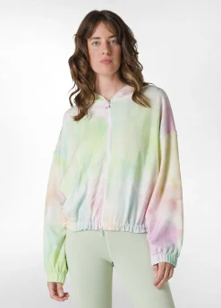 New Felpa Organica Stampa Fade Away Zip E Cappuccio Donna Felpe & Maglieria