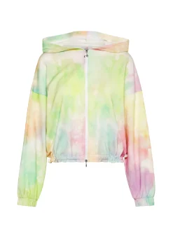 New Felpa Organica Stampa Fade Away Zip E Cappuccio Donna Felpe & Maglieria