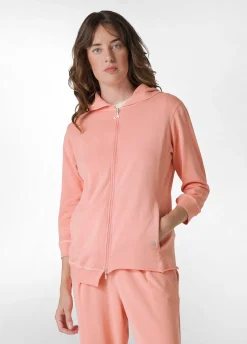 Shop Felpa Organica Zip E Cappuccio Effetto Vintage Ara Donna Felpe & Maglieria