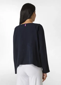 Discount Felpa Over In Spugna Blu Donna Felpe & Maglieria