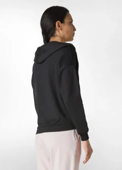 Outlet Felpa Zip E Cappuccio Dettagli Neri Nero Donna Felpe & Maglieria