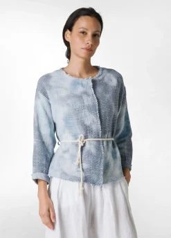 Flash Sale Giacca In Tweed Effetto Batik Blu Donna Giacche E Giubbotti