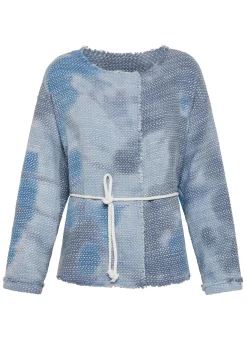 Flash Sale Giacca In Tweed Effetto Batik Blu Donna Giacche E Giubbotti