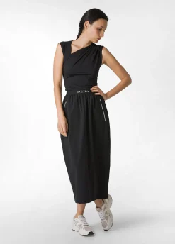 Shop Gonna In Nylon Con Logo Nero Donna Vestiti, Gonne E Tute