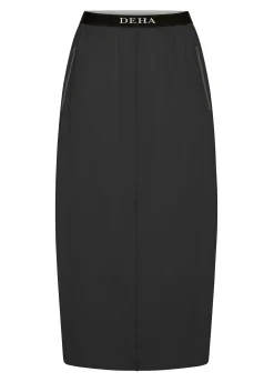 Shop Gonna In Nylon Con Logo Nero Donna Vestiti, Gonne E Tute