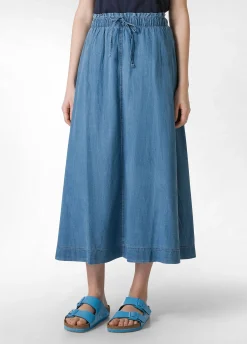 Outlet Gonna Lunga In Denim Lyocell Blu Donna Vestiti, Gonne E Tute