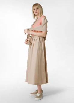 Online Gonna Lunga In Popeline Beige Donna Vestiti, Gonne E Tute