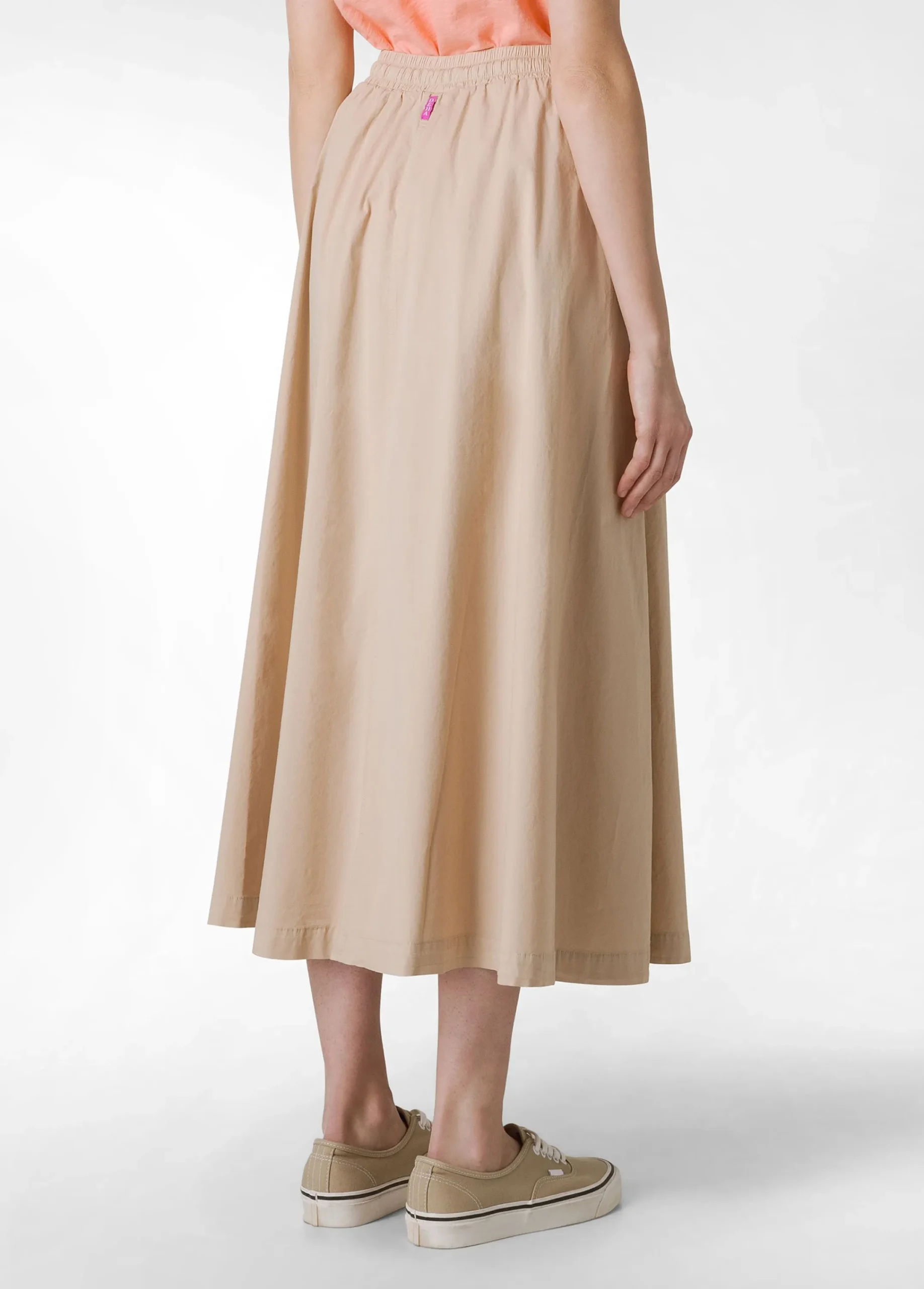Online Gonna Lunga In Popeline Beige Donna Vestiti, Gonne E Tute