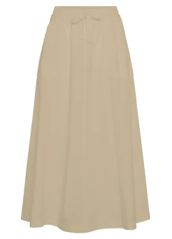 Online Gonna Lunga In Popeline Beige Donna Vestiti, Gonne E Tute