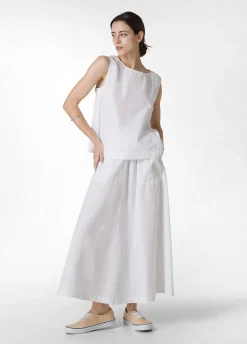 Best Gonna Lunga In Popeline Bianco Donna Vestiti, Gonne E Tute