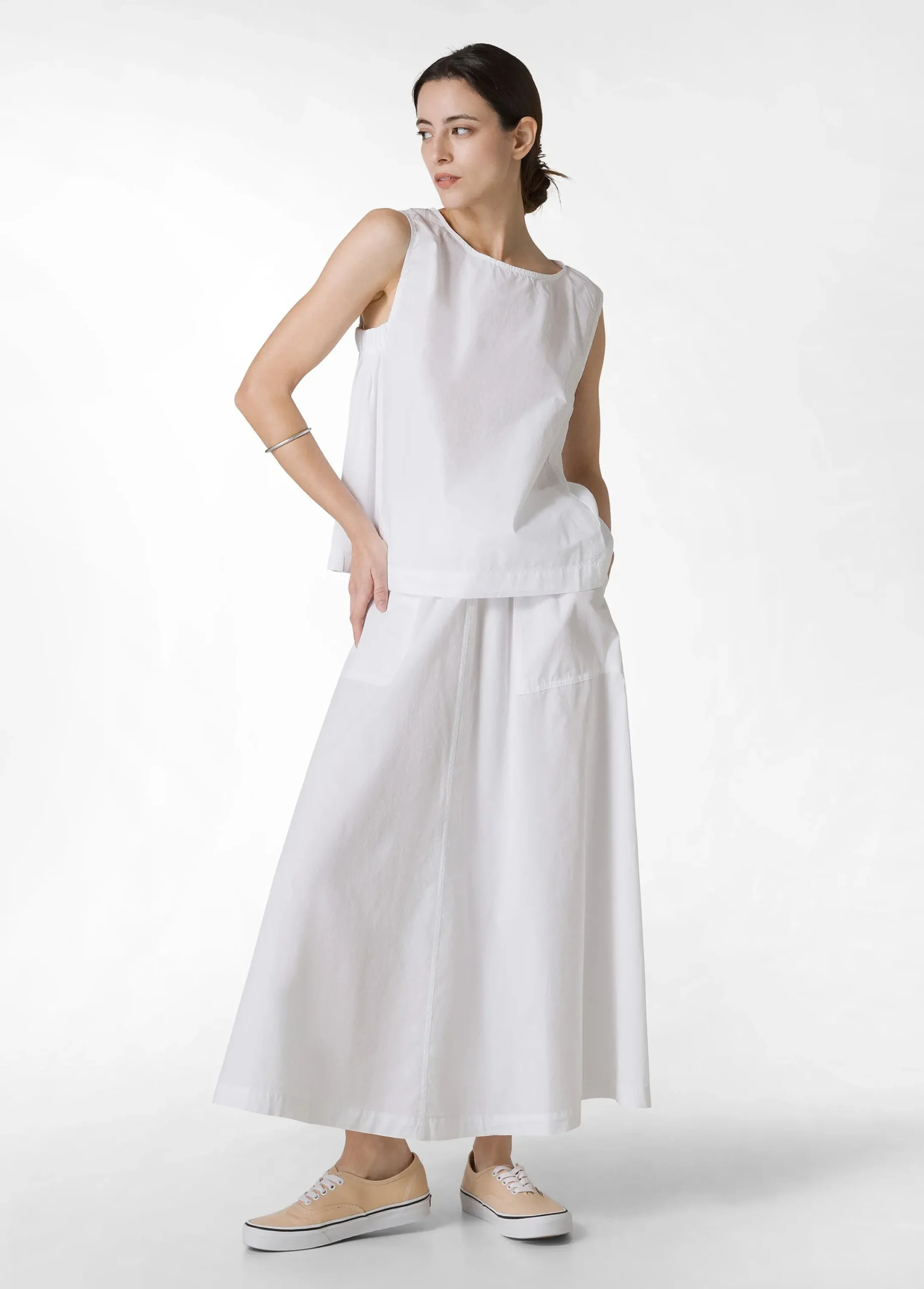 Best Gonna Lunga In Popeline Bianco Donna Vestiti, Gonne E Tute