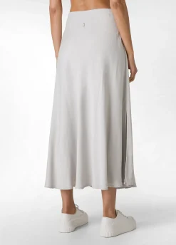 Shop Gonna Lunga In Raso Grigio Donna Vestiti, Gonne E Tute