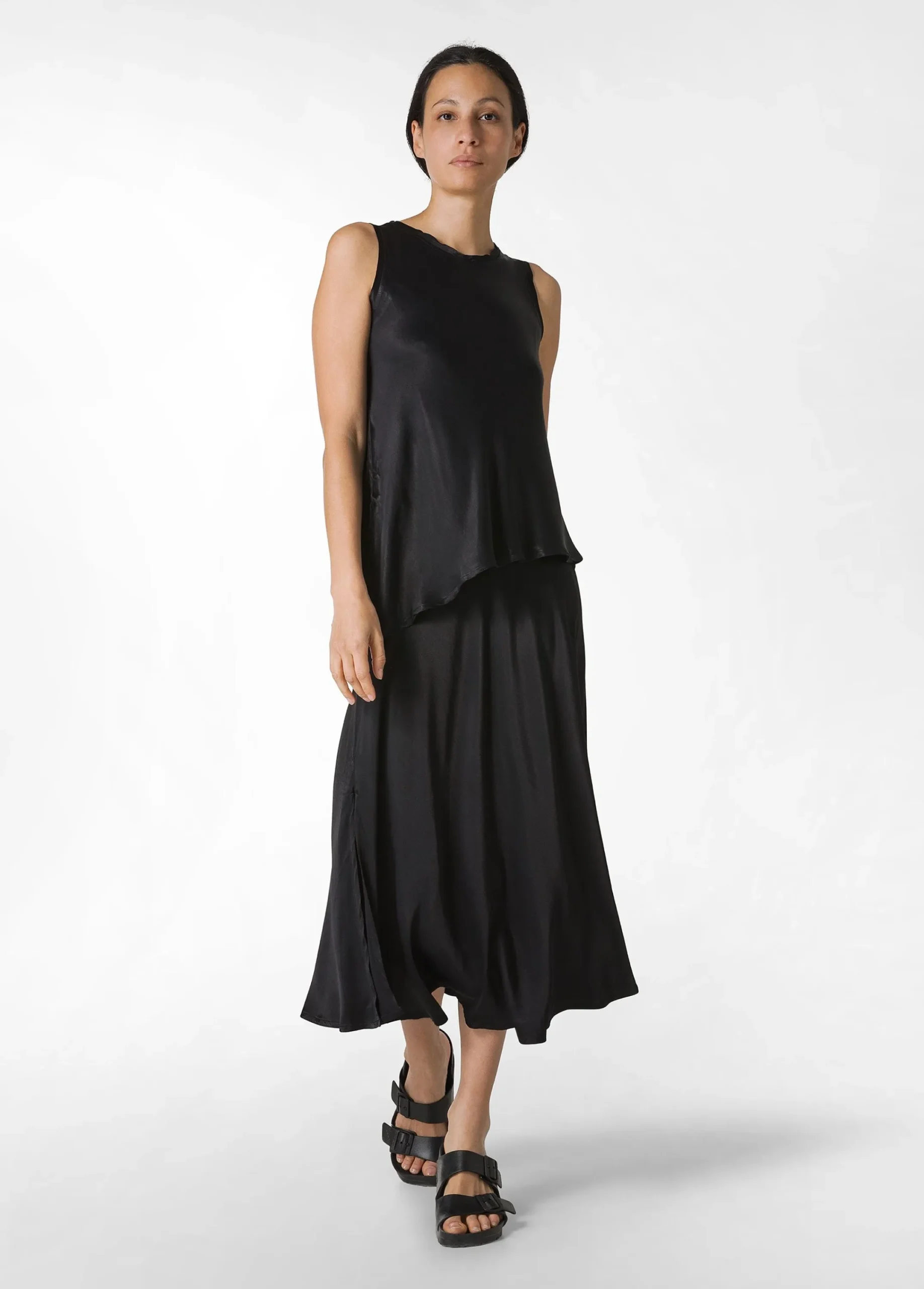 Hot Gonna Lunga In Raso Nero Donna Vestiti, Gonne E Tute
