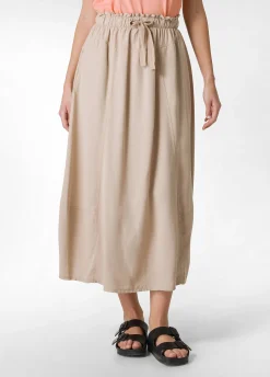 Online Gonna Lunga In Twill Tencel Beige Donna Vestiti, Gonne E Tute
