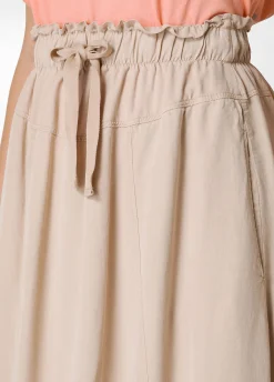 Online Gonna Lunga In Twill Tencel Beige Donna Vestiti, Gonne E Tute