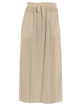 Online Gonna Lunga In Twill Tencel Beige Donna Vestiti, Gonne E Tute