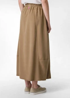 New Gonna Lunga In Twill Tencel Marrone Donna Vestiti, Gonne E Tute