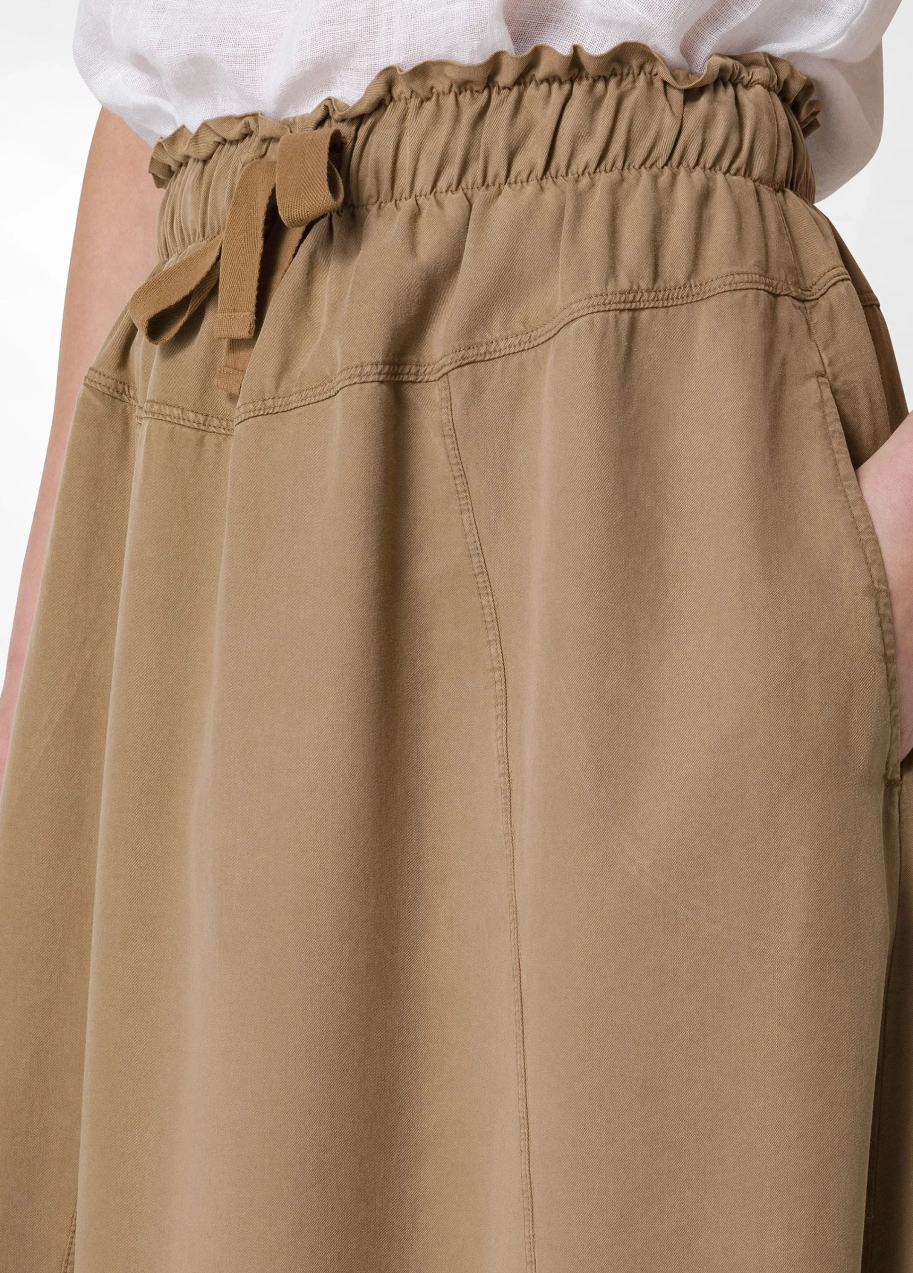 New Gonna Lunga In Twill Tencel Marrone Donna Vestiti, Gonne E Tute