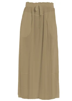 New Gonna Lunga In Twill Tencel Marrone Donna Vestiti, Gonne E Tute