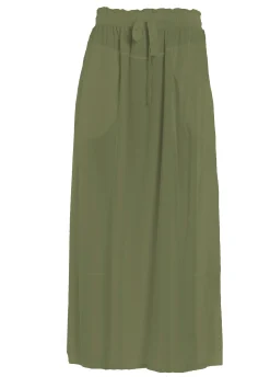Discount Gonna Lunga In Twill Tencel Verde Donna Vestiti, Gonne E Tute