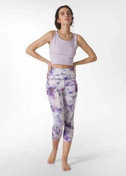 Fashion Leggings 7/8 In Microfibra Riciclata Stampata Viol Donna Leggings & Pantaloni Sportivi