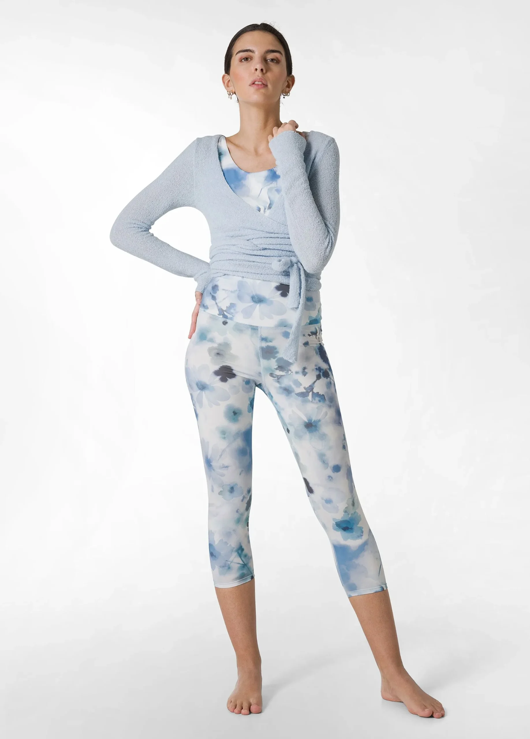 Online Leggings 7/8 In Microfibra Riciclata Stampata Blu Donna Leggings & Pantaloni Sportivi