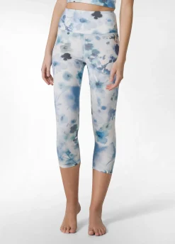 Online Leggings 7/8 In Microfibra Riciclata Stampata Blu Donna Leggings & Pantaloni Sportivi