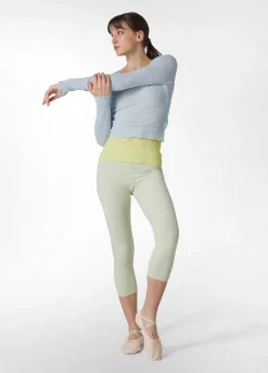 New Leggings 7/8 Jersey-Stretch Verde Donna Leggings & Pantaloni Sportivi