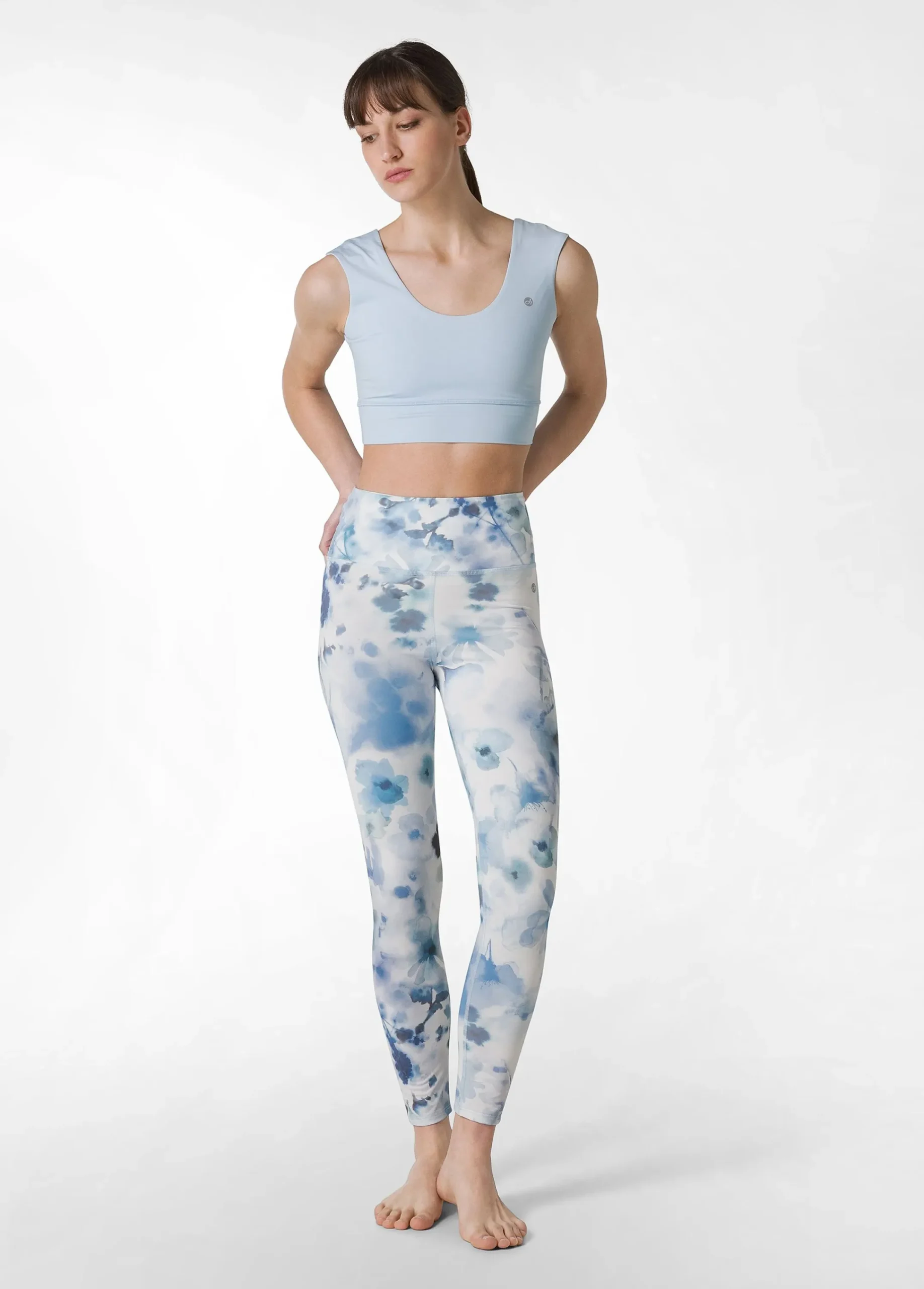 Shop Leggings Yoga In Microfibra Riciclata Stampata Blu Donna Leggings & Pantaloni Sportivi