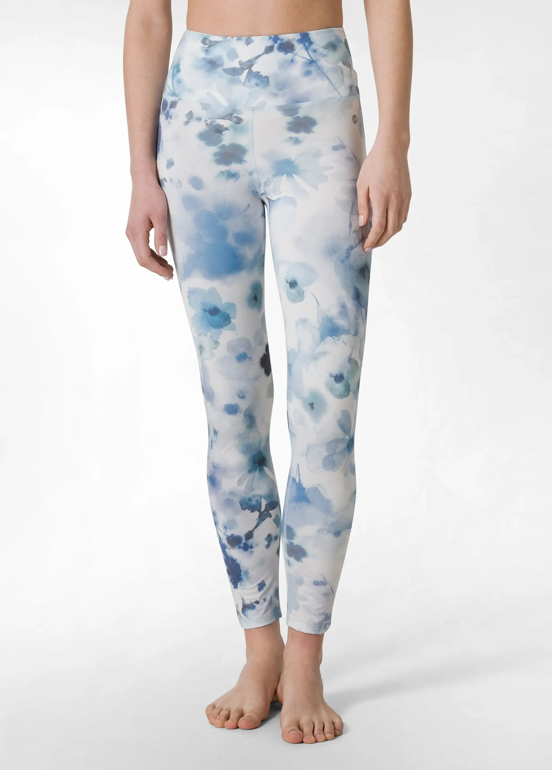 Shop Leggings Yoga In Microfibra Riciclata Stampata Blu Donna Leggings & Pantaloni Sportivi