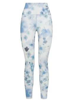 Shop Leggings Yoga In Microfibra Riciclata Stampata Blu Donna Leggings & Pantaloni Sportivi