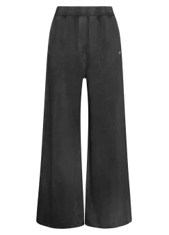 Hot Pantalone Ampio In Felpa Marmorizzata Nero Donna Pantaloni