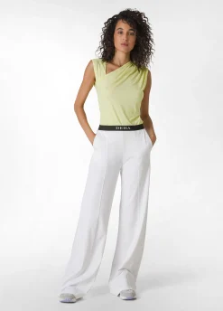 Best Pantalone Ampio Leggero In Punto Milano Bianco Donna Pantaloni