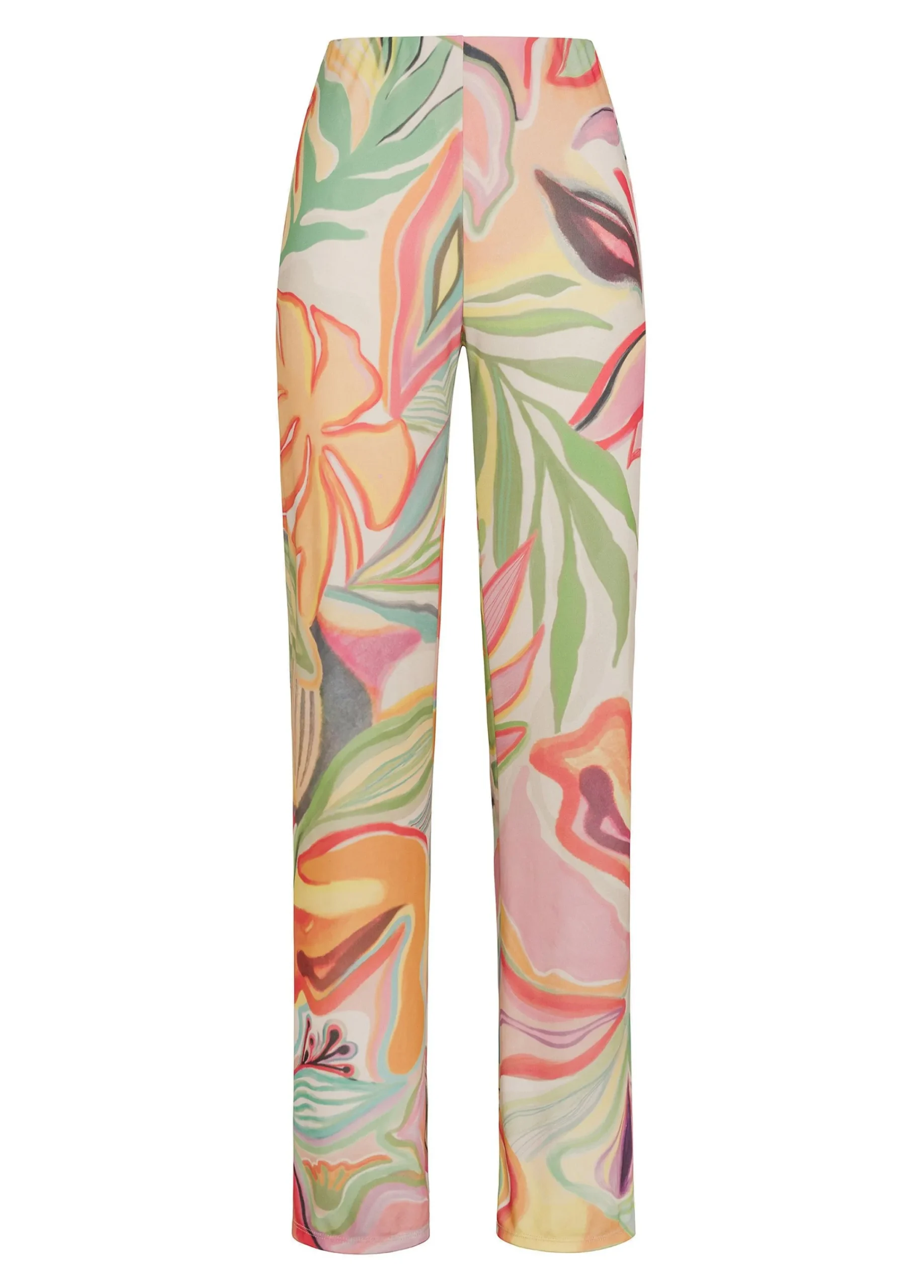 Sale Pantalone A Zampa Stampato Vita Alta Verde Donna Pantaloni