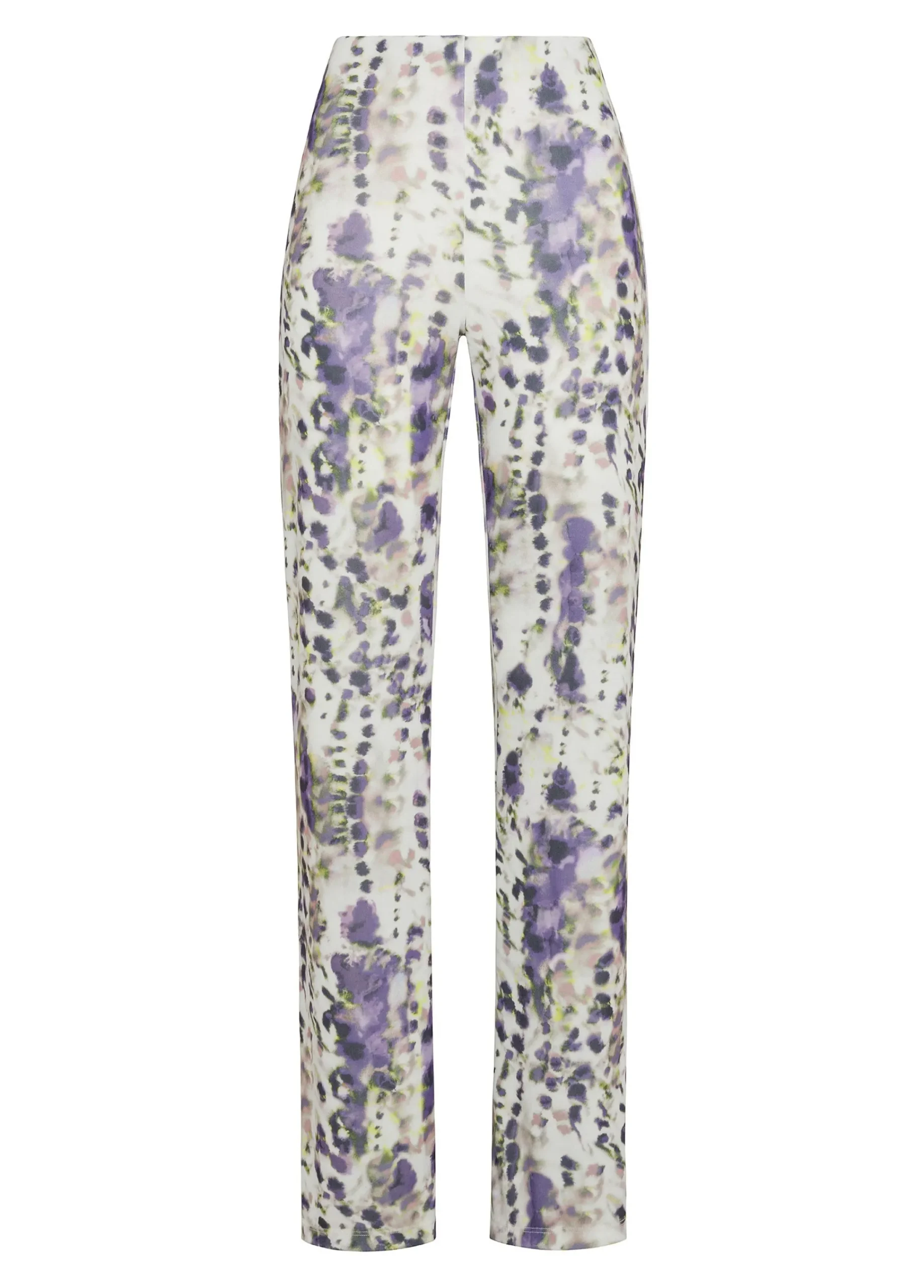 Sale Pantalone A Zampa Stampato Vita Alta Viola Donna Pantaloni