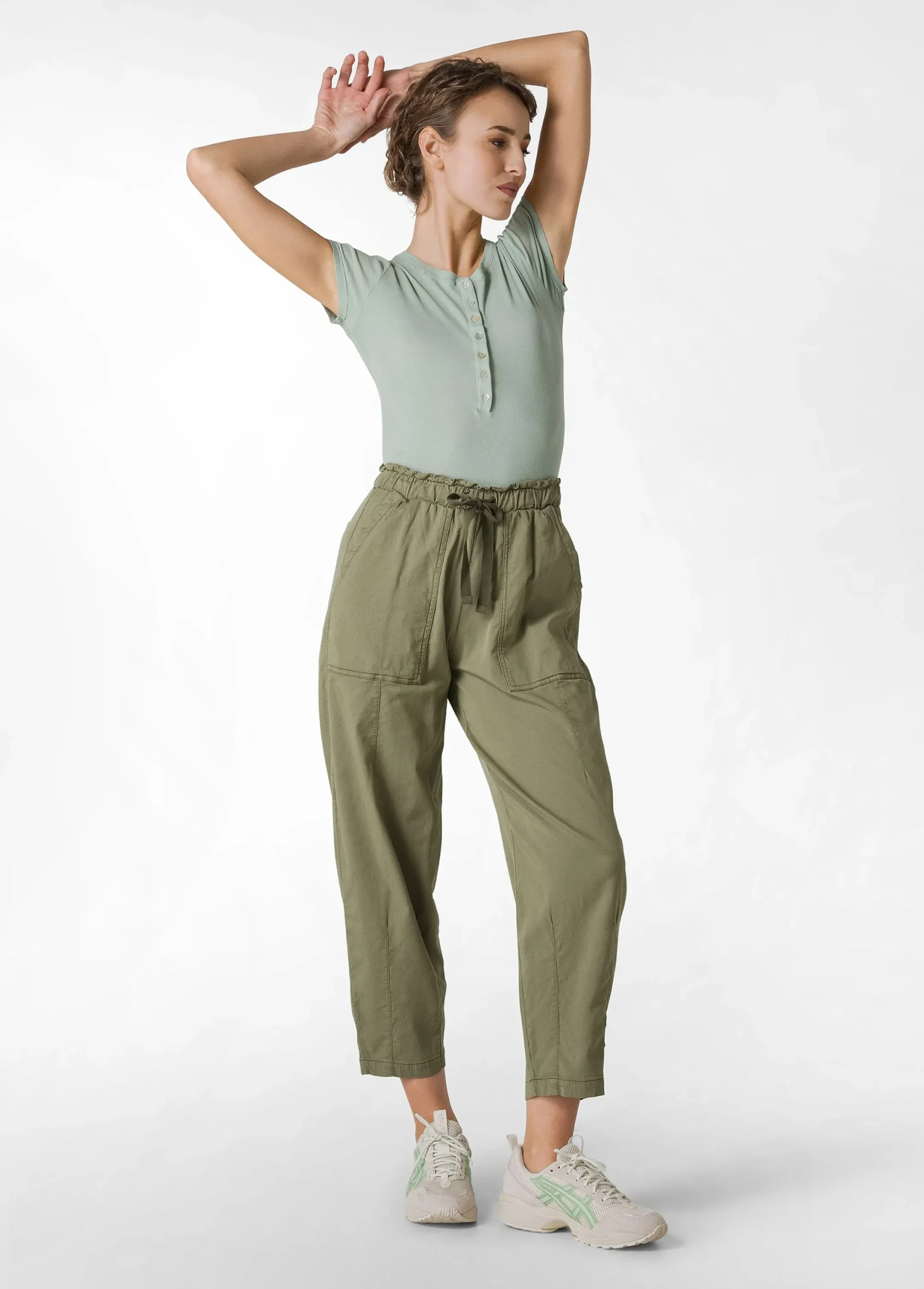 Best Sale Pantalone Balloon In Gabardine Vintage Verde Donna Pantaloni