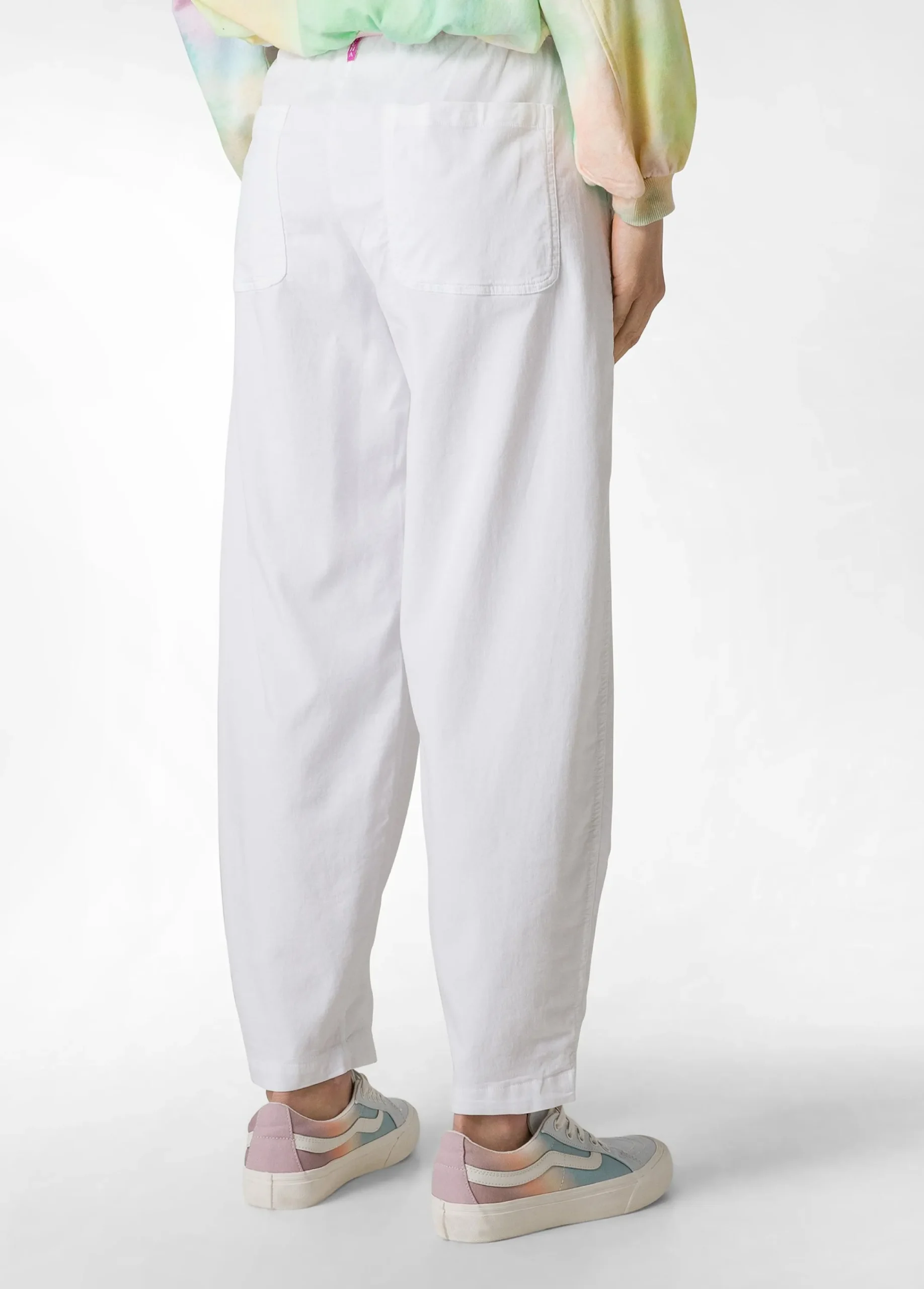 Discount Pantalone Balloon In Gabardine Vintage Bianco Donna Pantaloni