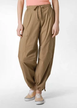 Best Sale Pantalone Cargo In Popeline Marrone Donna Pantaloni
