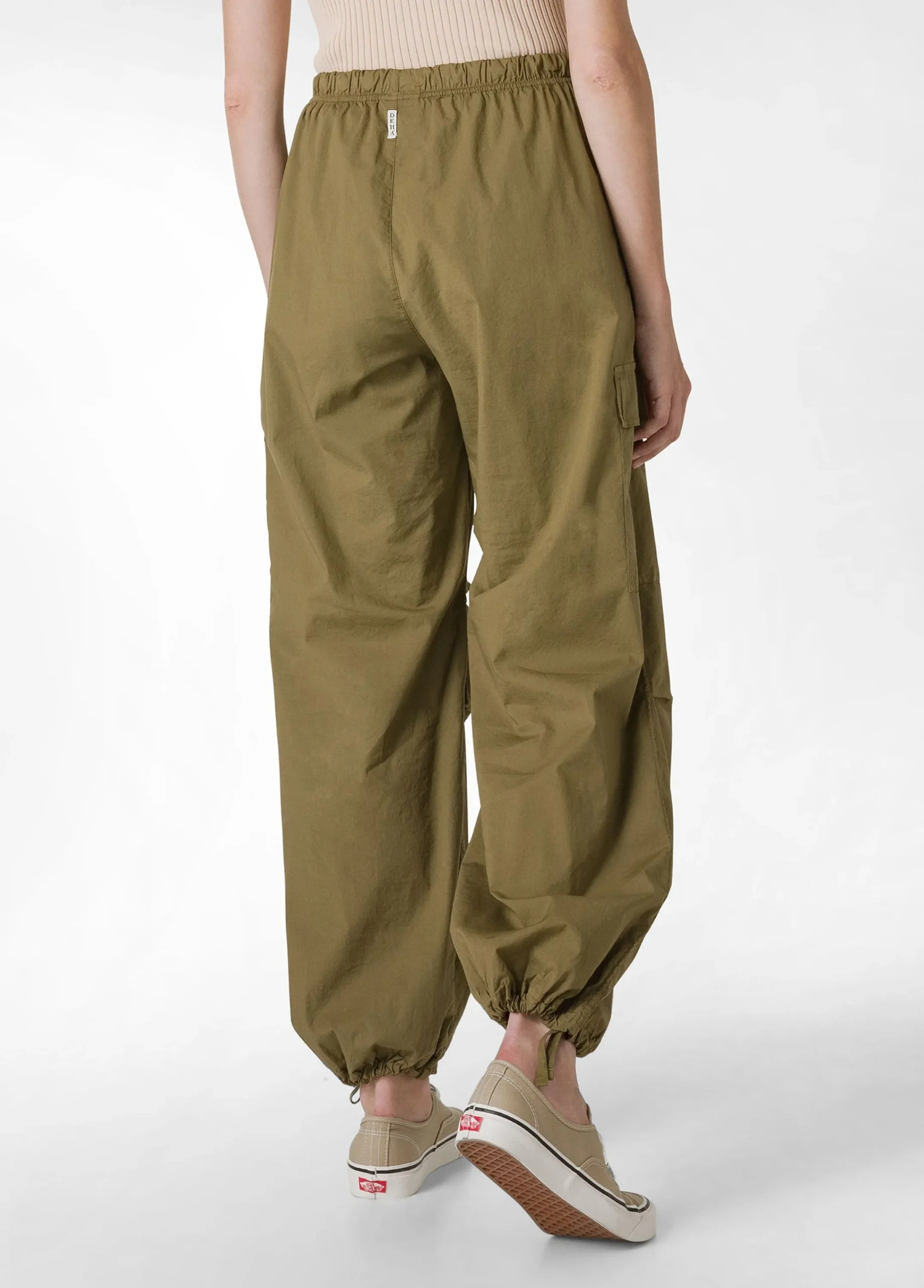 Online Pantalone Cargo In Popeline Verde Donna Pantaloni