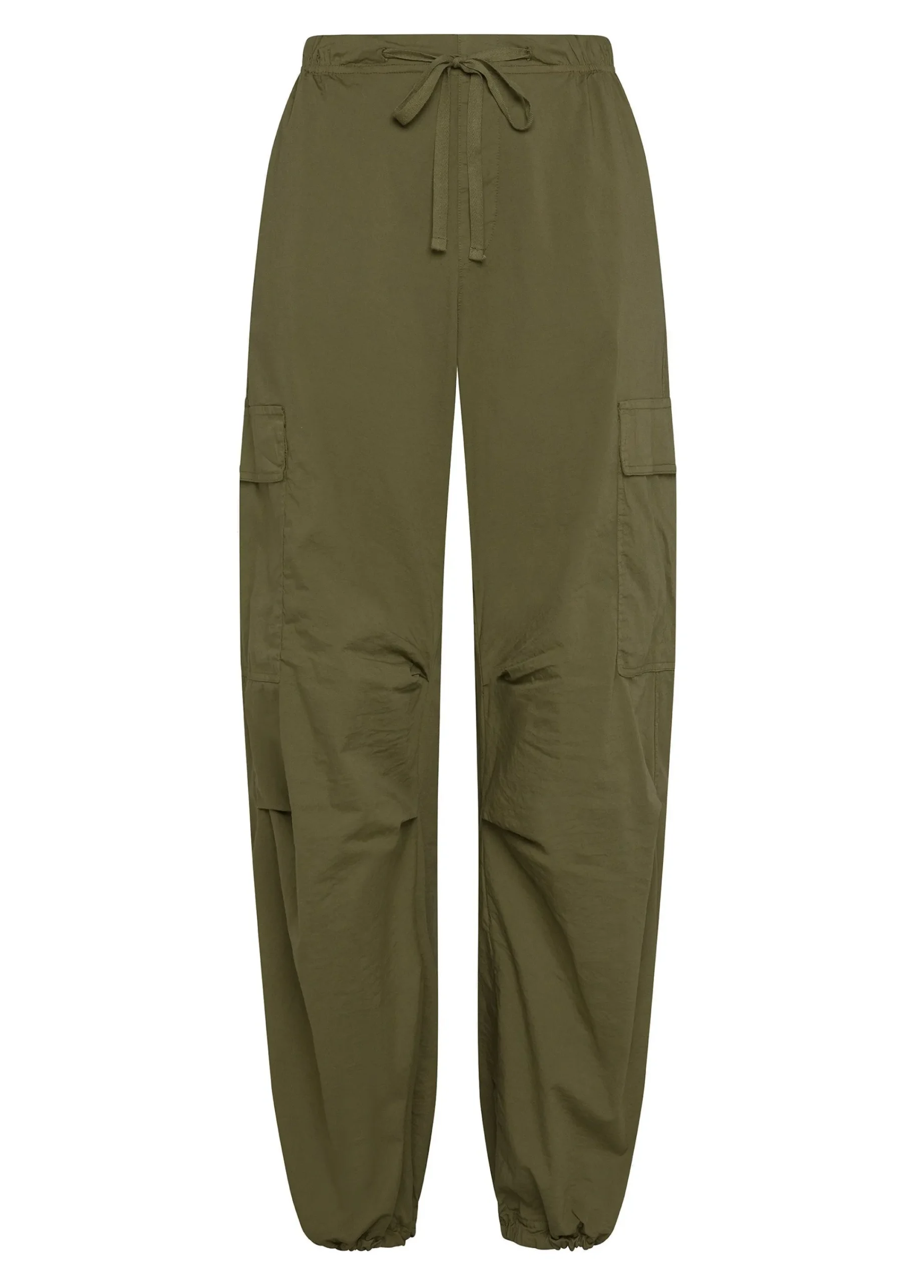 Online Pantalone Cargo In Popeline Verde Donna Pantaloni