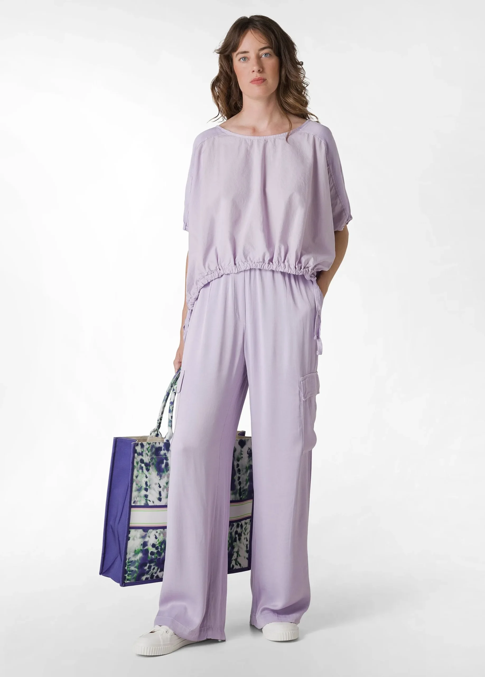 Cheap Pantalone Cargo In Raso Viola Donna Pantaloni