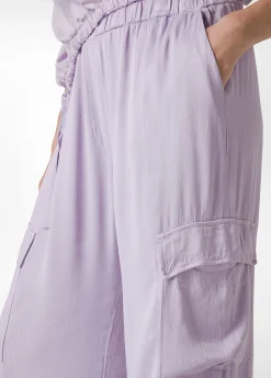 Cheap Pantalone Cargo In Raso Viola Donna Pantaloni