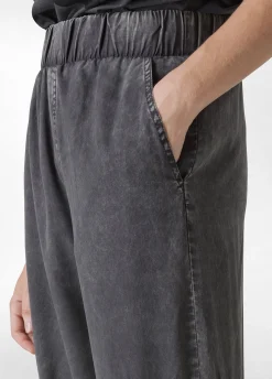Outlet Pantalone Cargo In Tencel Effetto Marmo Nero Donna Pantaloni